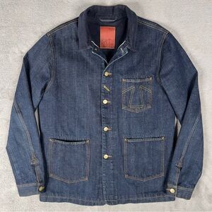 Eat Dust 673 Selvedge Denim Chore Jacket Mens XL Japanese Heavy Duty Indigo Blue